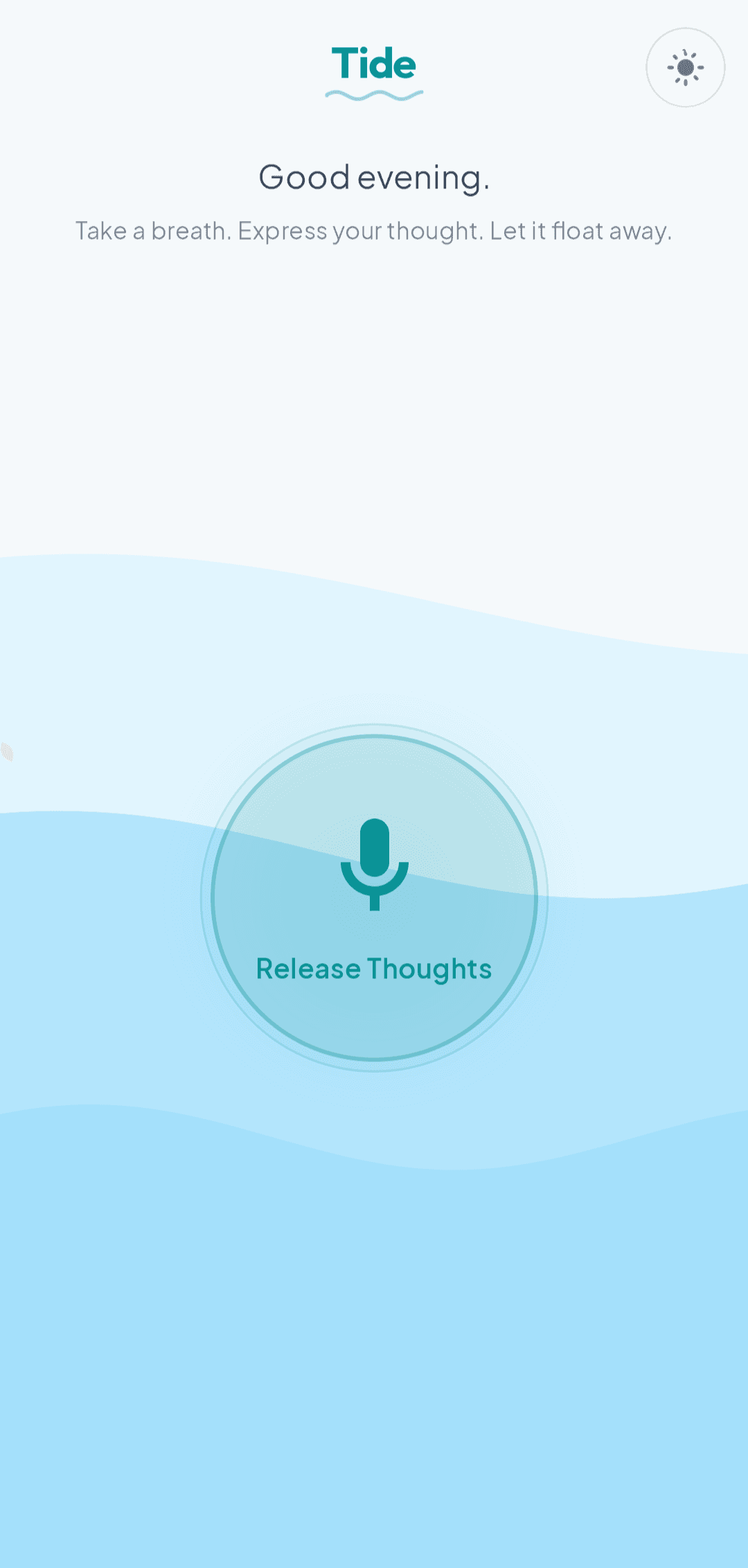 Tide app — one-tap record screen